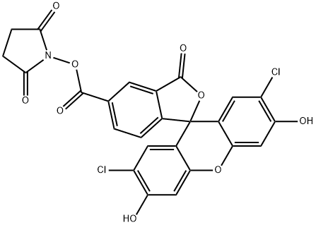 5-Carboxy-2’,7’-dichlorofluoresceinSuccinimidylEster Struktur