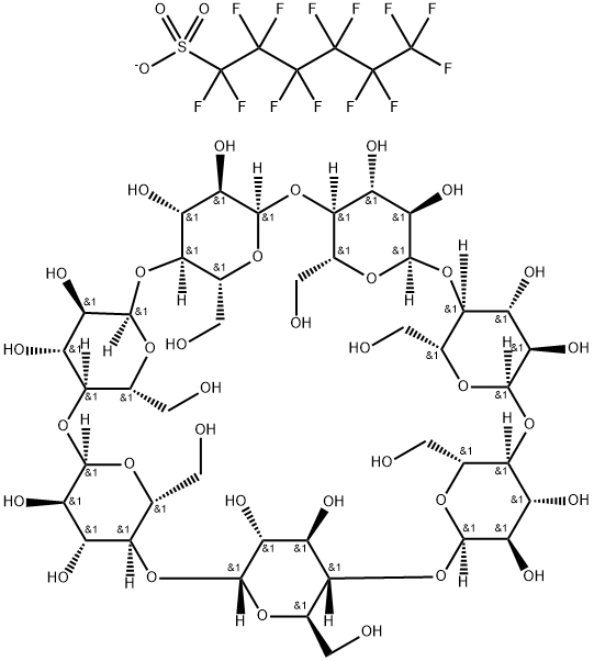 β-Cyclodextrin, compd. with 1,1,2,2,3,3,4,4,5,5,6,6,6-tridecafluoro-1-hexanesulfonic acid ion(1-) (1:1) Struktur