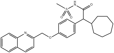 Cycloheptaneacetamide, N-(methylsulfonyl)-α-[4-(2-quinolinylmethoxy)phenyl]- Struktur