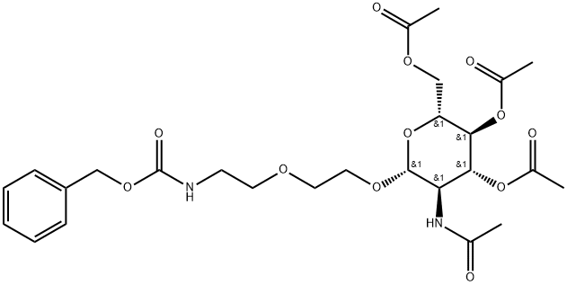 Carbamic acid, N-[2-[2-[[3,4,6-tri-O-acetyl-2-(acetylamino)-2-deoxy-β-D-glucopyranosyl]oxy]ethoxy]ethyl]-, phenylmethyl ester Struktur