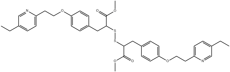 Benzenepropanoic acid, α,α'-dithiobis[4-[2-(5-ethyl-2-pyridinyl)ethoxy]-, 1,1'-dimethyl ester Struktur