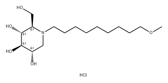 3,4,5-Piperidinetriol, 2-(hydroxymethyl)-1-(9-methoxynonyl)-, hydrochloride (1:1), (2R,3R,4R,5S)- Struktur