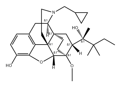 6,14-Ethenomorphinan-7-methanol, 17-(cyclopropylmethyl)-α-(1,1-dimethylpropyl)-4,5-epoxy-18,19-dihydro-3-hydroxy-6-methoxy-α-methyl-, (αS,5α,7α)- Struktur