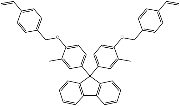 9,9-Bis[4-[(4-ethenylphenyl)methoxy]-3-methylphenyl]-9H-fluorene Struktur