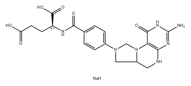 L-Glutamic acid, N-[4-(3-amino-1,2,5,6,6a,7-hexahydro-1-oxoimidazo[1,5-f]pteridin-8(9H)-yl)benzoyl]-, disodium salt (9CI) Struktur