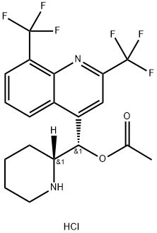 [(2,8-Bis(trifluoromethyl)quinolin-4-yl)-(piperidin-2-yl)methyl] acetate hydrochloride Struktur