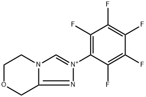 8H-1,2,4-Triazolo[3,4-c][1,4]oxazinium, 5,6-dihydro-2-(2,3,4,5,6-pentafluorophenyl)- Struktur