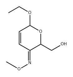 2H-Pyran-3(6H)-one,6-ethoxy-2-(hydroxymethyl)-,O-methyloxime,[2S-(2alpha,3Z,6bta)]-(9CI) Struktur