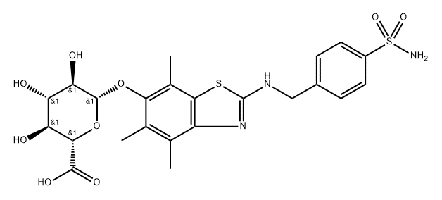 -bta--D-Glucopyranosiduronic  acid,  2-[[[4-(aminosulfonyl)phenyl]methyl]amino]-4,5,7-trimethyl-6-benzothiazolyl  (9CI) Struktur