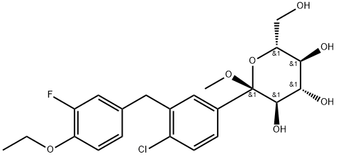 α-D-Glucopyranoside, methyl 1-C-[4-chloro-3-[(4-ethoxy-3-fluorophenyl)methyl]phenyl]- Struktur