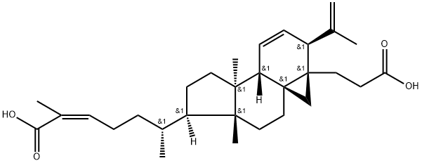 3H-Cyclopenta[a]cyclopropa[e]naphthalene-3a(4H)-propanoic acid, 7-[(1R,4Z)-5-carboxy-1-methyl-4-hexen-1-yl]-5,6,6a,7,8,9,9a,9b-octahydro-6a,9a-dimethyl-3-(1-methylethenyl)-, (3S,3aR,4aS,6aR,7R,9aS,9bS)- Struktur