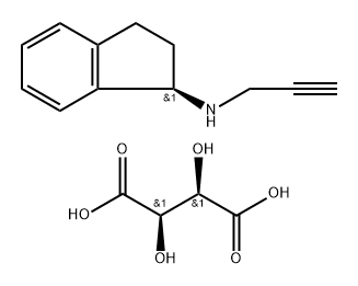 (1R)-(+)-N-prop-2-yn-1-ylindan-1-amine (2R,3R)-2,3-dihydroxybutanedioate (2:1) Struktur