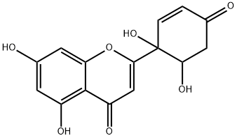 4H-1-Benzopyran-4-one, 2-(1,6-dihydroxy-4-oxo-2-cyclohexen-1-yl)-5,7-dihydroxy-, (-)- Struktur