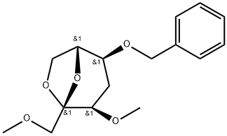 .beta.-D-ribo-2-Heptulopyranose, 2,7-anhydro-4-deoxy-1,3-di-O-methyl-5-O-(phenylmethyl)- Struktur