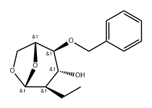 .beta.-D-Glucopyranose, 1,6-anhydro-2-deoxy-2-ethyl-4-O-(phenylmethyl)- Struktur