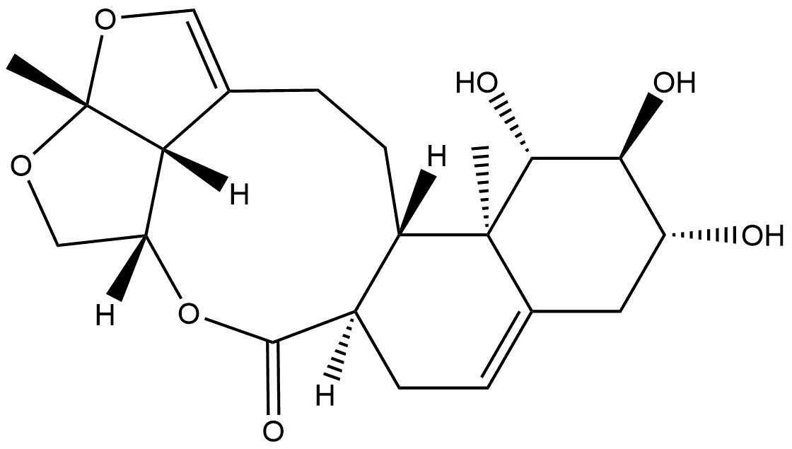 6H-2,3,5-Trioxapentaleno[1',6':5,6,7]cyclonona[1,2-a]naphthalen-6-one, 2a,4,4a,6a,7,9,10,11,12,12a,12b,13,14,14b-tetradecahydro-10,11,12-trihydroxy-2a,12a-dimethyl-, (2aR,4aS,6aR,10R,11S,12S,12aR,12bS,14bR)- Struktur