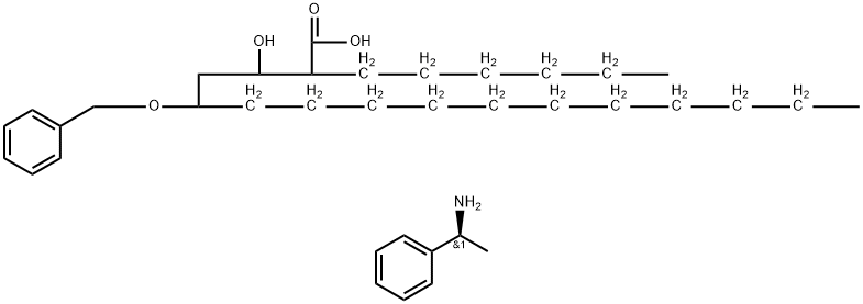 (2S,3S,5R)-2-hexyl-3-hydroxy-5-(phenylmethoxy)-Hexadecanoic acid compd. with (S)-α-methylbenzenemethanamine (1:1) Struktur