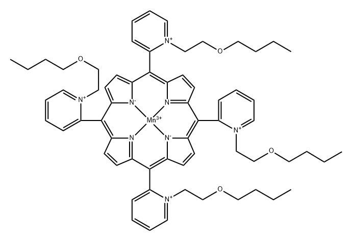 Manganese(5+), [[2,2',2'',2'''-(21H,23H-porphine-5,10,15,20-tetrayl-κN21,κN22,κN23,κN24)tetrakis[1-(2-butoxyethyl)pyridiniumato]](2-)]-, (SP-4-1)- Struktur