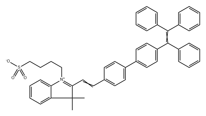 3H-Indolium, 3,3-dimethyl-1-(4-sulfobutyl)-2-[2-[4'-(1,2,2-triphenylethenyl)[1,1'-biphenyl]-4-yl]ethenyl]-, inner salt Struktur