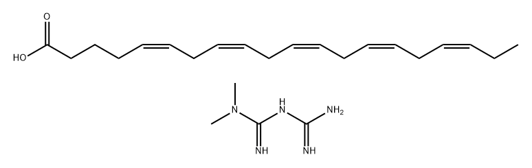 5,8,11,14,17-Eicosapentaenoic acid, (5Z,8Z,11Z,14Z,17Z)-, compd. with N,N-dimethylimidodicarbonimidic diamide (1:1) Struktur