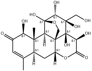 Picras-3-ene-2,16-dione, 11,20-epoxy-1,11,12,13,14,15,21-heptahydroxy-, (1β,11β,12α,13ξ,15β)- (9CI) Struktur