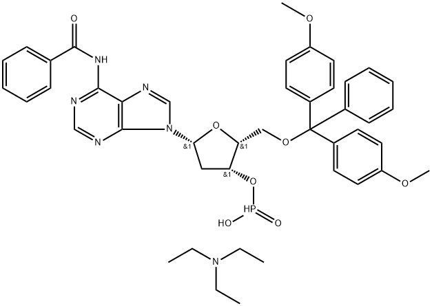 N6-Benzoyl-2'-deoxy-5-O-DMT-adenosine 3'-phosphonate triethylammonium salt Struktur