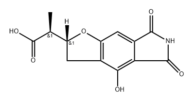 2H-Furo[2,3-f]isoindole-2-acetic acid, 3,5,6,7-tetrahydro-4-hydroxy-α-methyl-5,7-dioxo-, (αR,2S)-rel- Struktur