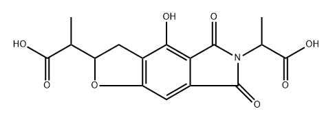 2H-Furo[2,3-f]isoindole-2,6(3H)-diacetic acid, 5,7-dihydro-4-hydroxy-α,α'-dimethyl-5,7-dioxo- Struktur