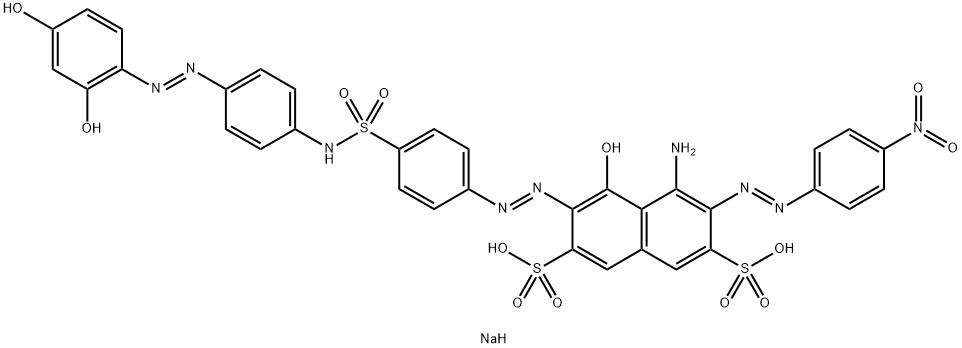 2,7-Naphthalenedisulfonic acid, 4-amino-6-[2-[4-[[[4-[2-(2,4-dihydroxyphenyl)diazenyl]phenyl]amino]sulfonyl]phenyl]diazenyl]-5-hydroxy-3-[2-(4-nitrophenyl)diazenyl]-, sodium salt (1:2) Struktur