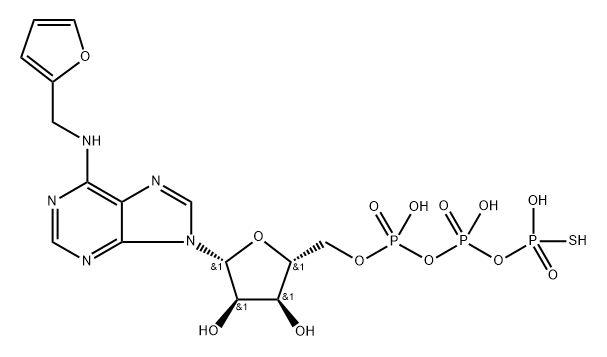 Adenosine 5'-(trihydrogen diphosphate), N-(2-furanylmethyl)-, P'-anhydride with phosphorothioic acid Struktur