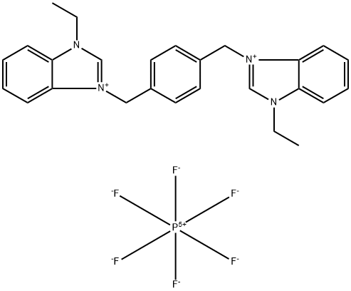 1H-Benzimidazolium, 3,3'-[1,4-phenylenebis(methylene)]bis[1-ethyl-, hexafluorophosphate(1-) (1:2) Struktur