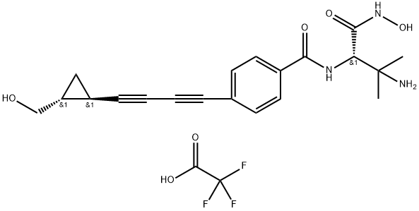 (2S)-3-amino-N-hydroxy-2-[(4-{4-[(1R,2R)-2-(hydroxymethyl)cyclopropyl]buta-1,3-diyn-1-yl}phenyl)formamido]-3-methylbutanamide: trifluoroacetic acid, 1410809-37-8, 結(jié)構(gòu)式