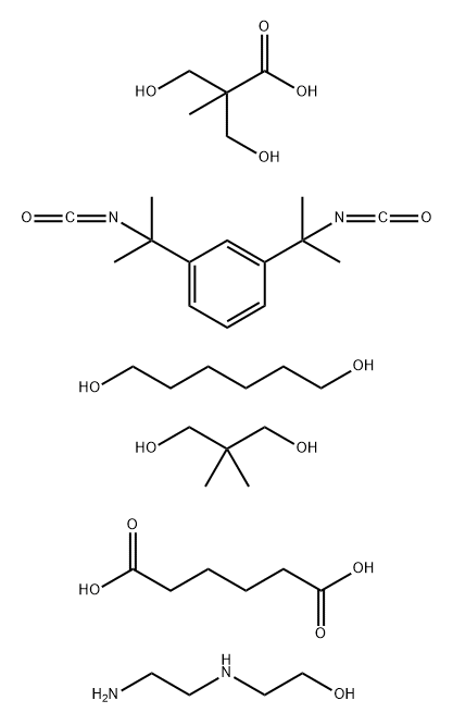 Hexanedioic acid, polymer with 2-(2-aminoethyl)aminoethanol, 1,3-bis(1-isocyanato-1-methylethyl)benzene, 2,2-dimethyl-1,3-propanediol, 1,6-hexanediol and 3-hydroxy-2-(hydroxymethyl)-2-methylpropanoic acid Struktur