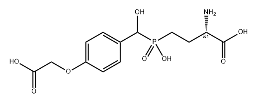 Butanoic acid, 2-amino-4-[[[4-(carboxymethoxy)phenyl]hydroxymethyl]hydroxyphosphinyl]-, (2S)- Struktur