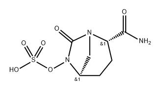 Sulfuric acid, mono[(2S,5R)-2-(aminocarbonyl)
-7-oxo-1,6-diazabicyclo[3.2.1]oct-6-yl] ester Struktur