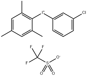 Iodonium, (3-chlorophenyl)(2,4,6-trimethylphenyl)-, 1,1,1-trifluoromethanesulfonate (1:1) Struktur