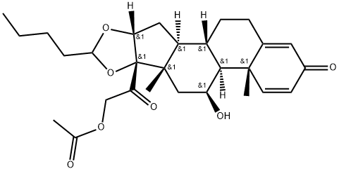 Pregna-1,4-diene-3,20-dione, 21-(acetyloxy)-11-hydroxy-16,17-[pentylidenebis(oxy)]-, (11β,16α)- (9CI) Struktur