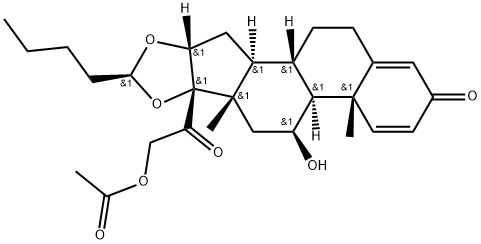 Pregna-1,4-diene-3,20-dione, 21-(acetyloxy)-11-hydroxy-16,17-[pentylidenebis(oxy)]-, [11β,16α(S)]- (9CI) Struktur