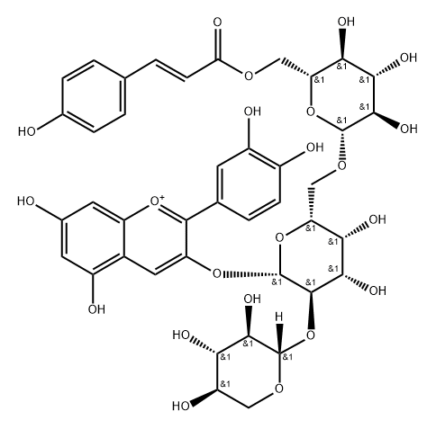 Cyanidin 3-xylosyl-(coumaroyl-glucosyl)-galactoside Struktur