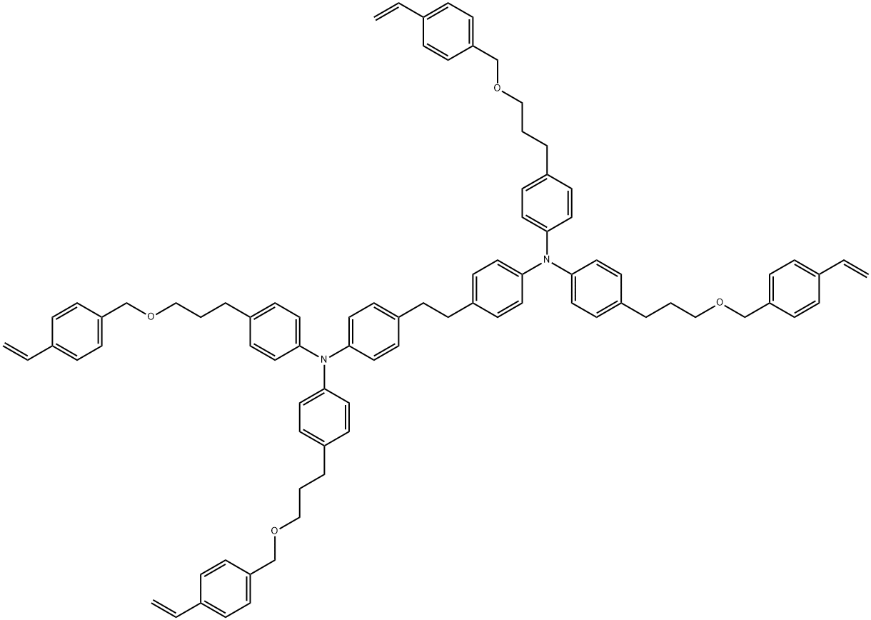 4,4′-(1,2-ethanediyl)bis[N,N-bis[4-[3-[(4-ethenylphenyl)methoxy]propyl]phenyl]benzenamine Struktur