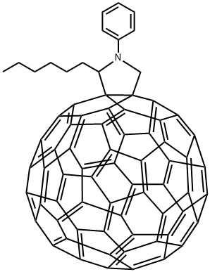 N-Phenyl-2-hexyl[60]fulleropyrrolidine Struktur