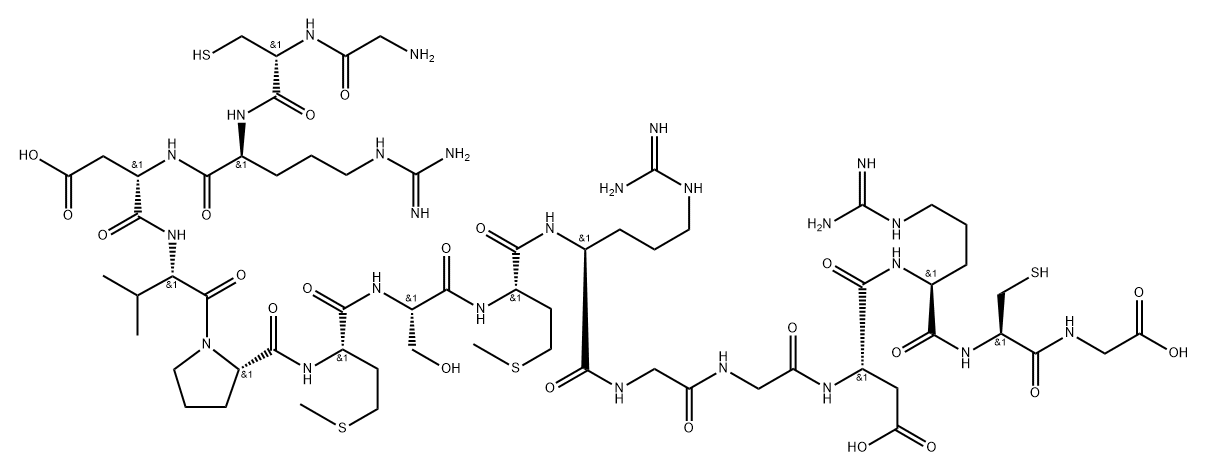 Glycine, glycyl-L-cysteinyl-L-arginyl-L-α-aspartyl-L-valyl-L-prolyl-L-methionyl-L-seryl-L-methionyl-L-arginylglycylglycyl-L-α-aspartyl-L-arginyl-L-cysteinyl- Struktur