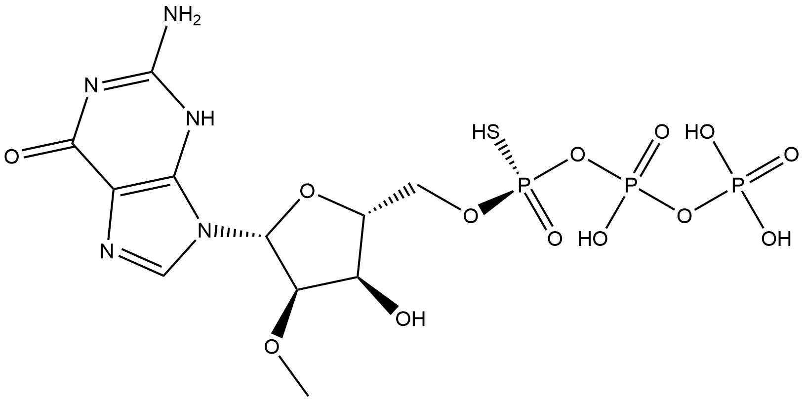 Rp-2'-O-Me-GTP-α-S Struktur