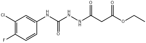 Propanedioic acid, 1-ethyl ester, 3-[2-[[(3-chloro-4-fluorophenyl)amino]carbonyl]hydrazide] Struktur