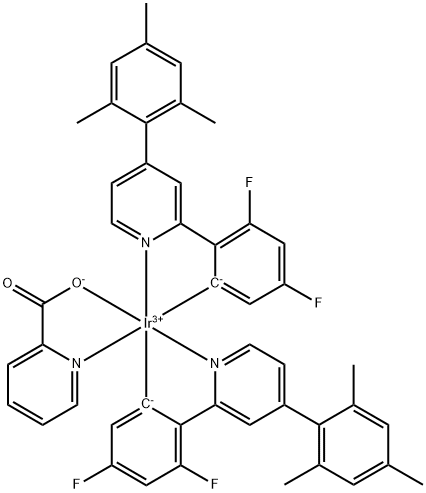 Bis[2-(4,6-difluorophenyl)-4-(2,4,6-triMethylphenyl)pyridinato-C2,N](picolinato)iridiuM(III),PhFIrPic Struktur