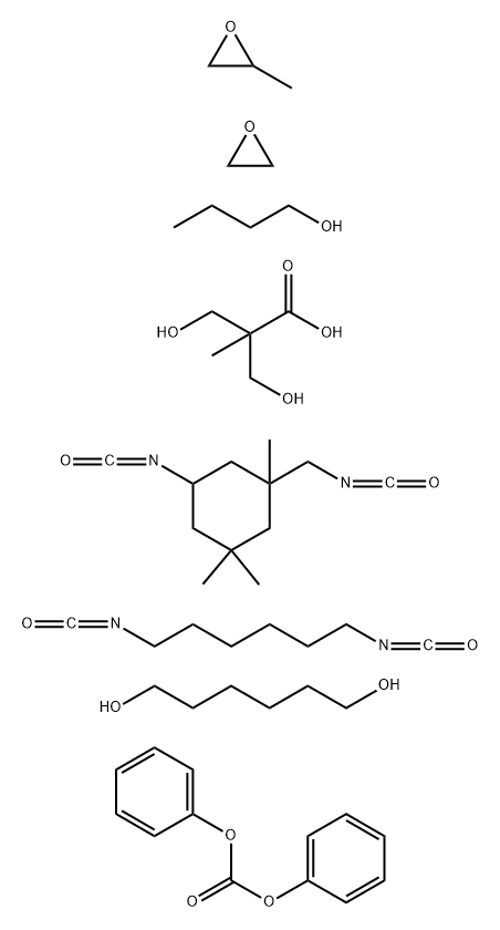 3-Hydroxy-2-(hydroxymethyl)-2-methylpropanoic acid polymer with 1,6- diisocyanatohexane, diphenyl carbonate, 1,6-hexanediol, 5-isocyanato-1- (isocyanatomethyl)-1,3,3-trimethylcyclohexane and methyloxirane polymer with oxirane monobutyl ether, block Struktur