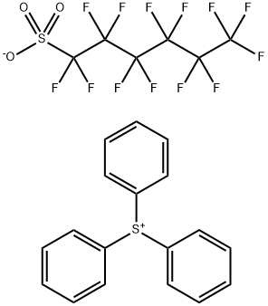 Sulfonium, triphenyl-, 1,1,2,2,3,3,4,4,5,5,6,6,6-tridecafluoro-1-hexanesulfonate (1:1) Struktur