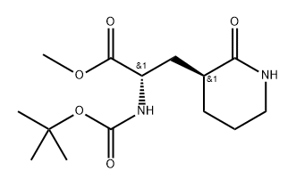 3-Piperidinepropanoic acid, α-[[(1,1-dimethylethoxy)carbonyl]amino]-2-oxo-, methyl ester, (αS,3S)- Struktur