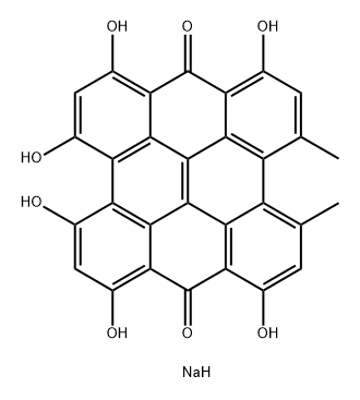 Phenanthro[1,10,9,8-opqra]perylene-7,14-dione, 1,3,4,6,8,13-hexahydroxy-10,11-dimethyl-, sodium salt (1:1), stereoisomer Struktur