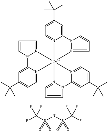 Tris[4-(1,1-dimethylethyl)-2-(1H-pyrazol-1-yl)pyridine]cobalt salt with 1,1,1-trifluoro-N-[(trifluoromethyl)sulfonyl]methanesulfonamide (1:3) Struktur